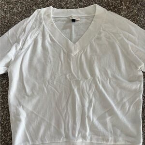 White V-Neck Short Sleeve Top